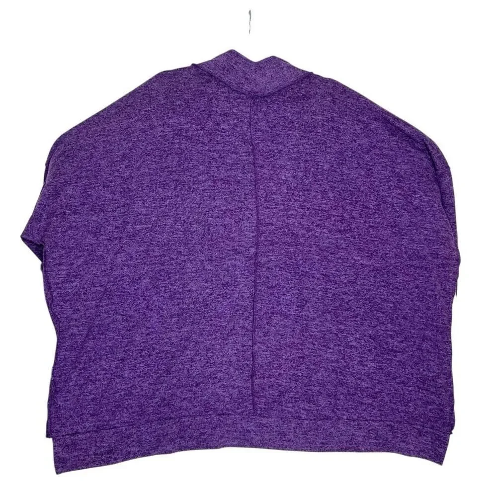 Zenana Plus Size Cowl Neck Knit Pullover Heathered Purple Size 3X